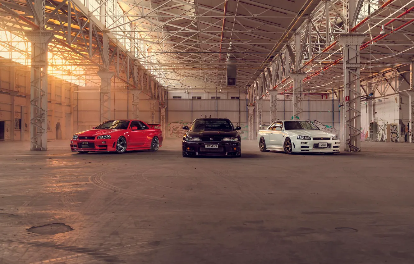 Фото обои Nissan, Red, Car, Black, White, Skyline, R34, Nismo