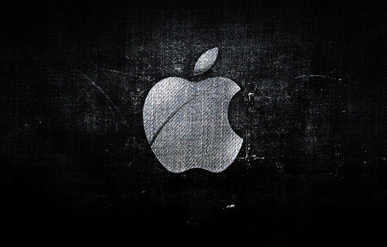 Фото обои серый, чёрный, apple, логотип, надкушенное яблоко