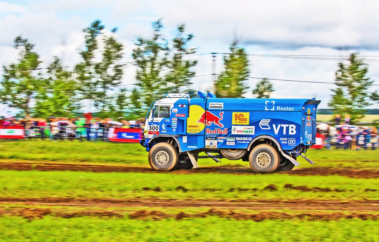 Фото обои Трава, Спорт, Скорость, Гонка, Мастер, Россия, Kamaz, Rally