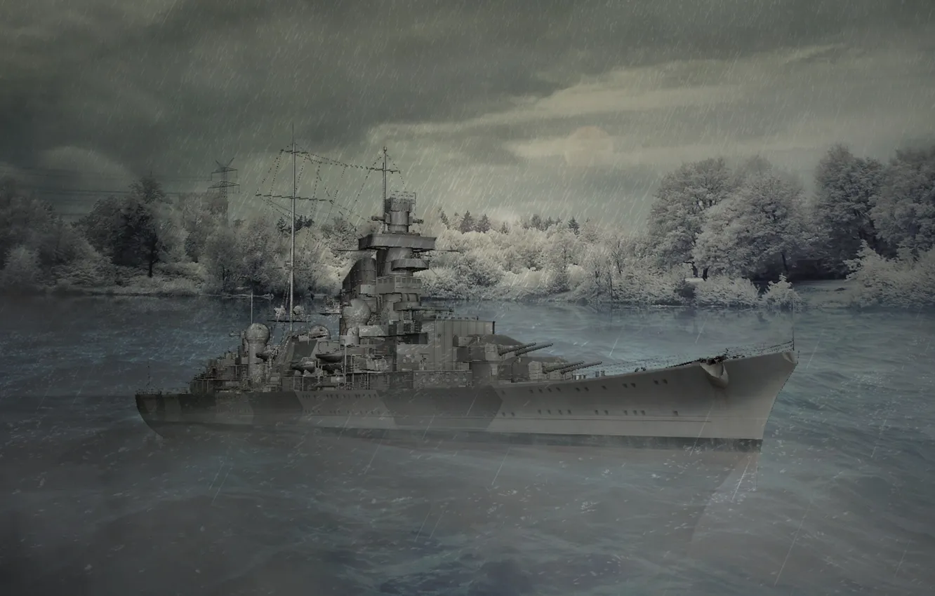 Фото обои German, Water, War, Cruiser, Warship, Prinz, Eugen