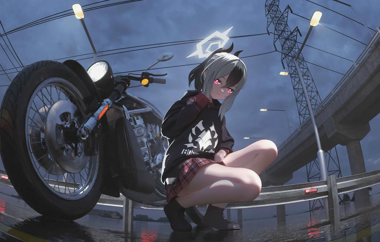 Фото обои red eyes, anime girls, schoolgirl, video game characters, Onikata Kayoko