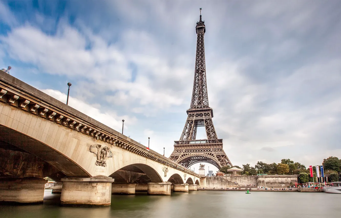 Фото обои мост, Эйфелева башня, Париж.