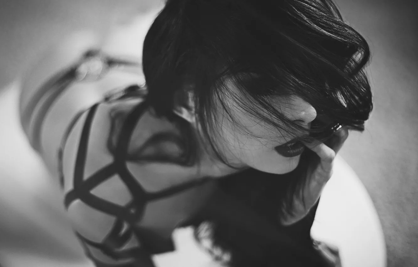Фото обои девушка, girl, черно - белое, beatufiul