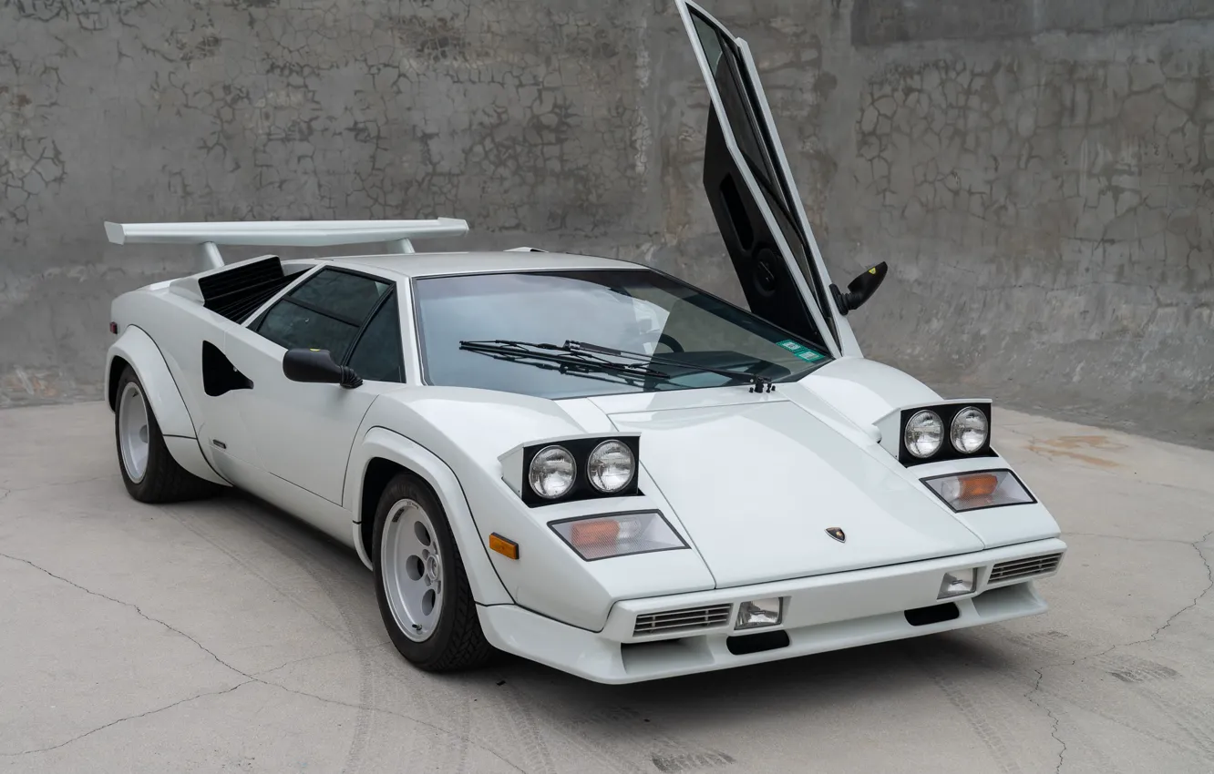 Фото обои Lamborghini, white, supercar, Countach, Quattrovalvole, LP5000, Lamborghini Countach 5000QV