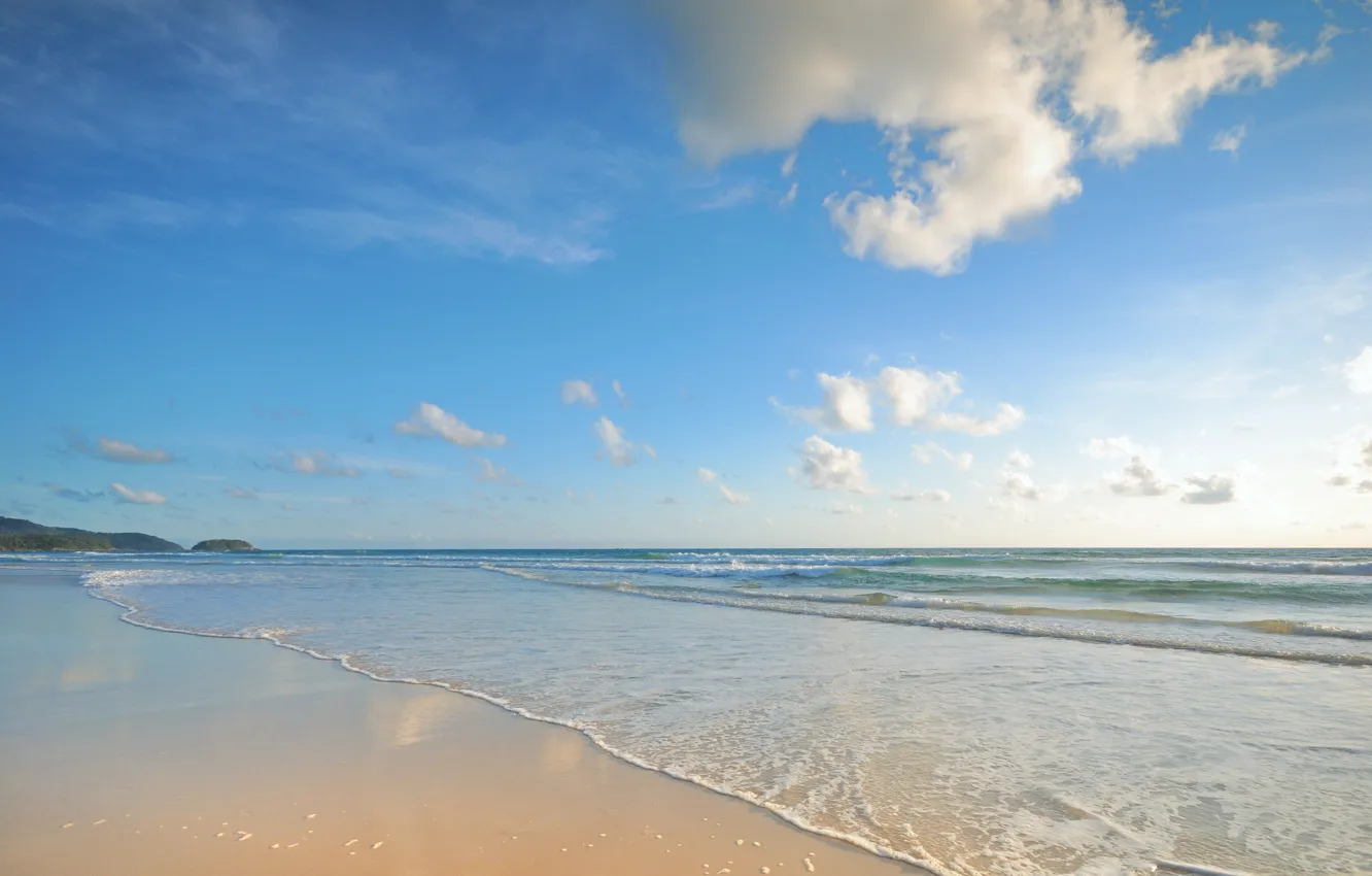 Фото обои песок, море, волны, пляж, лето, summer, beach, sea