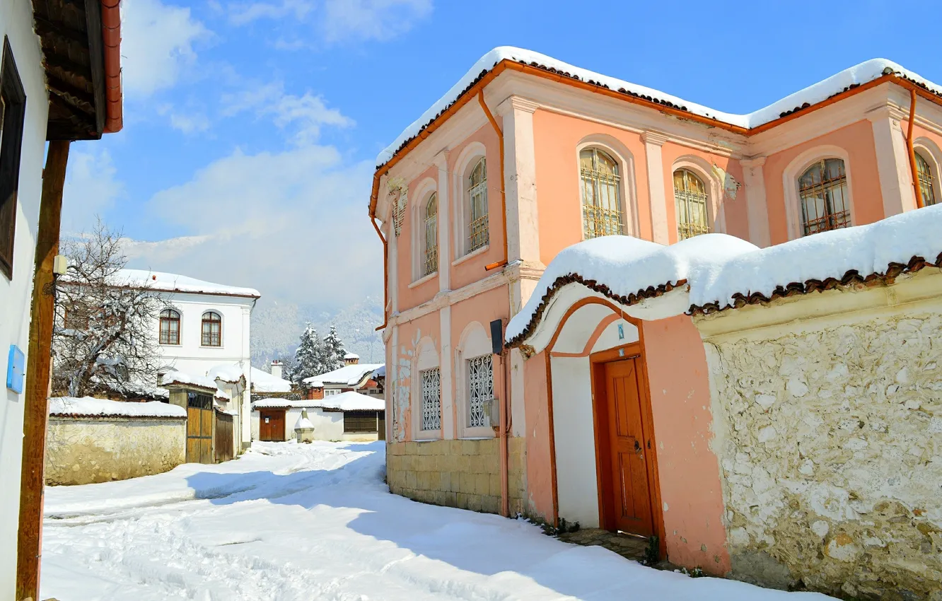 Фото обои Дома, Зима, Снег, Деревня, Winter, Snow, Village, Houses