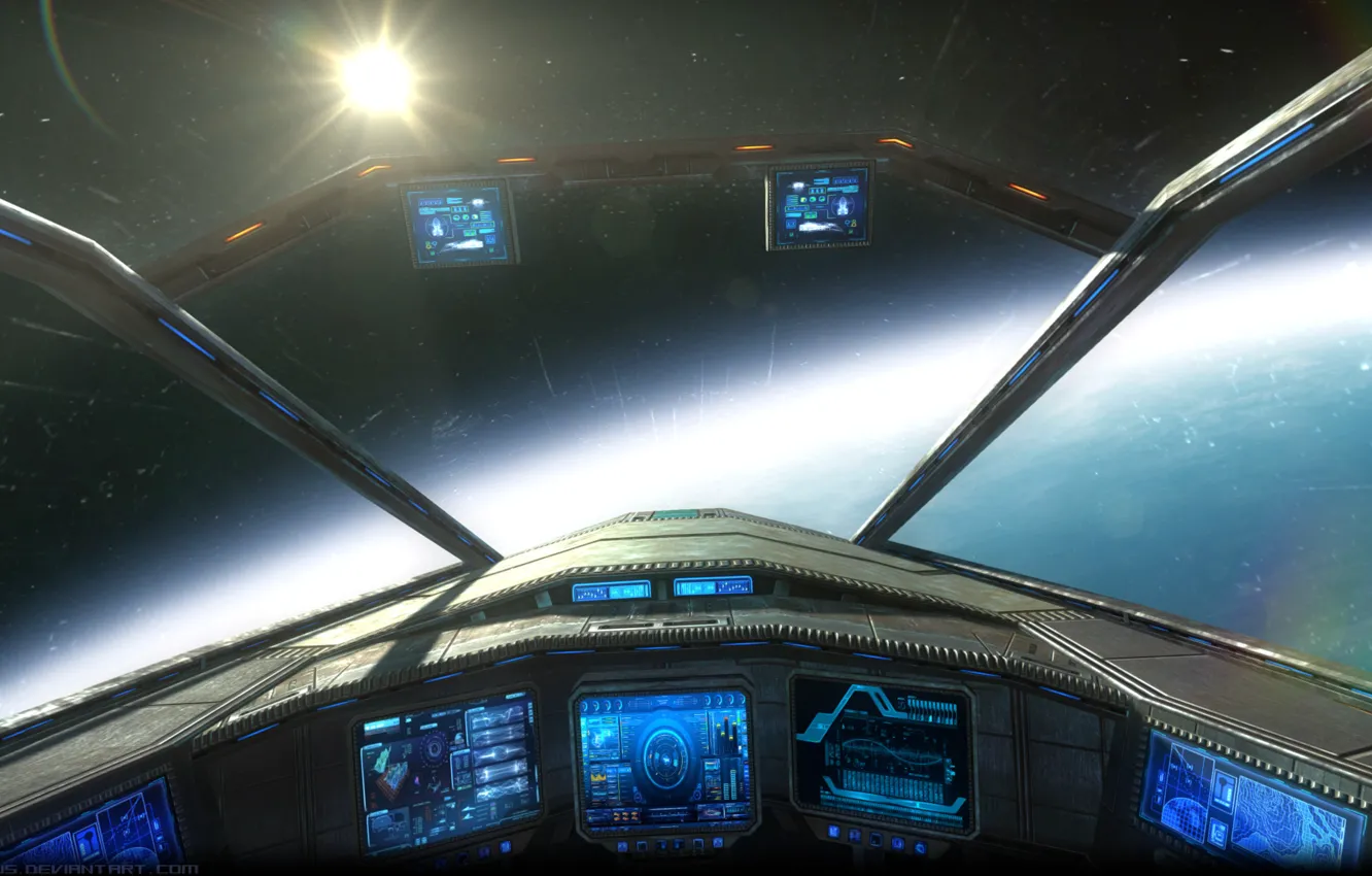 Фото обои космос, фантастика, корабль, панель, sci-fi