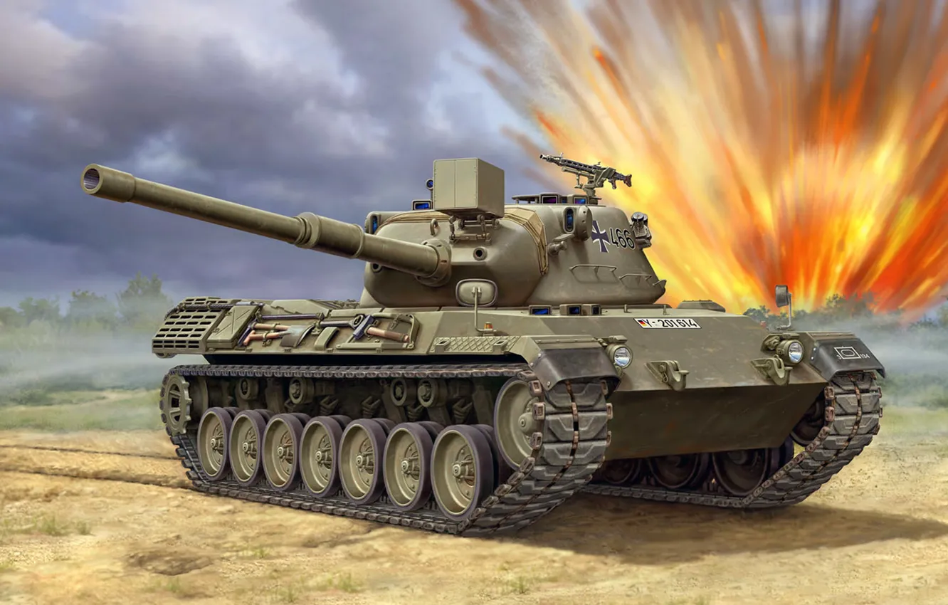 Фото обои Леопард, рисунок, арт, Leopard, Бундесвер, основной боевой танк ФРГ