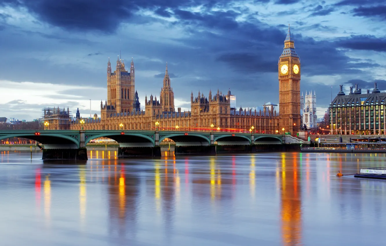 Фото обои Англия, Лондон, Биг Бен, London, England, Big Ben, Thames River, Westminster Abbey