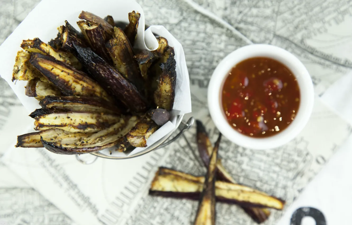 Фото обои Еда, Eggplant fries, Жареный баклажан