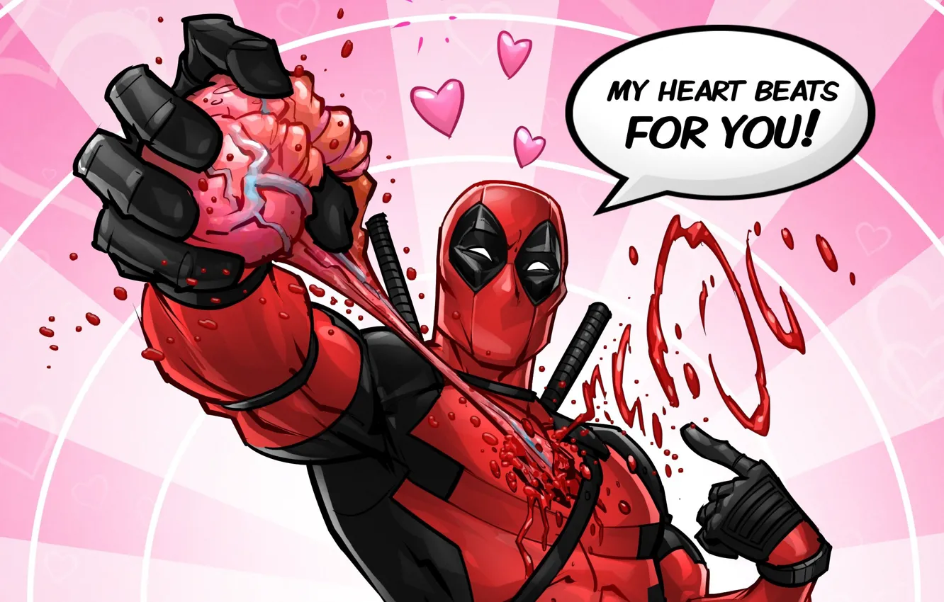 Фото обои art, deadpool, Valentine's Day, ryan reynolds, marvel comics, Patrick Brown, PatrickBrown, Happy Valentine's Day