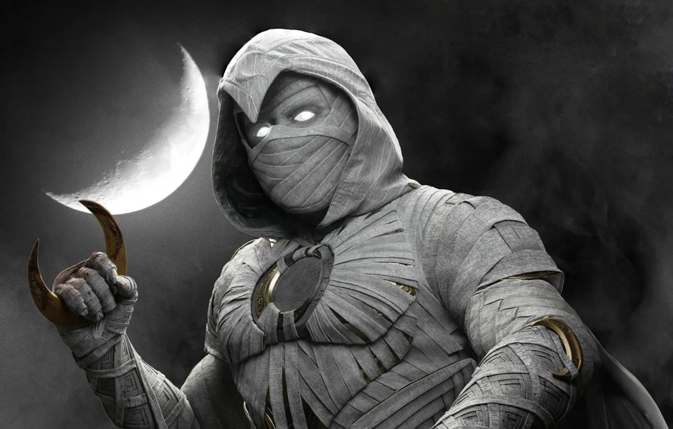 Фото обои Moon, White, Oscar Isaac, Moon knight, Marvel cinematic universe