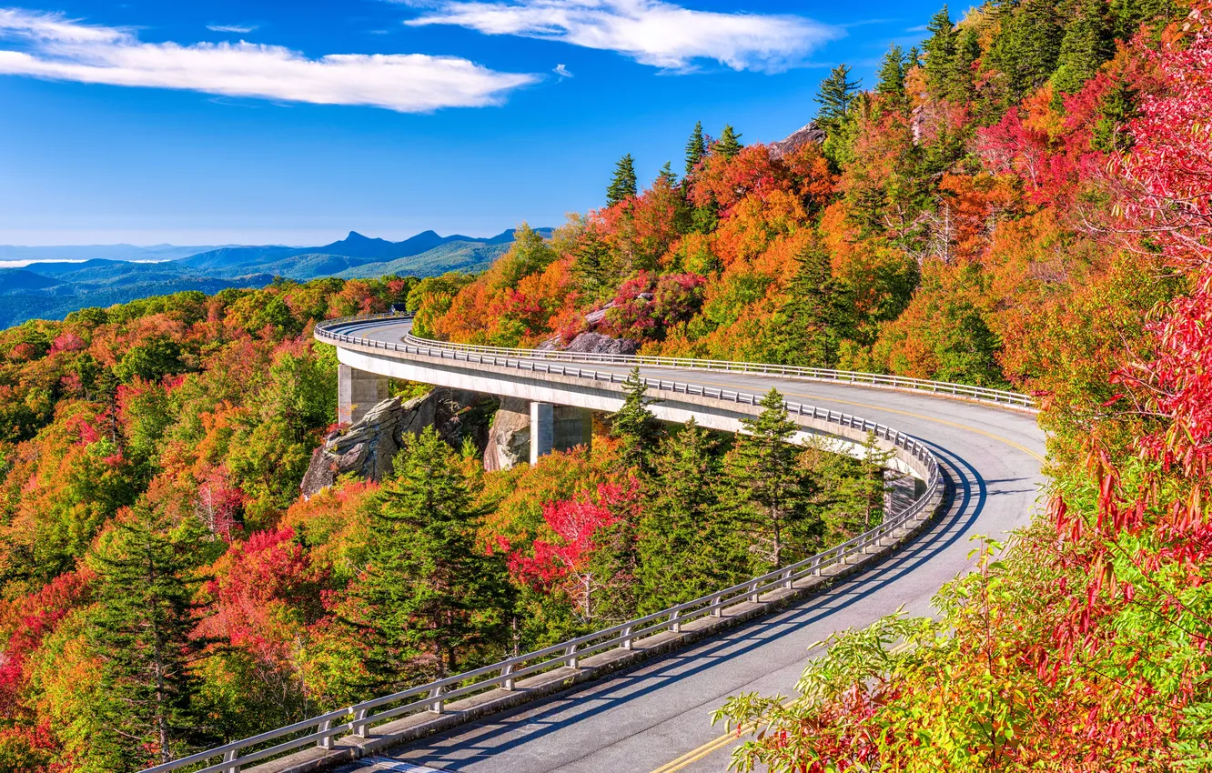 Фото обои road, park, scenery, trail, viaduct, appalachian, blueridge, linville