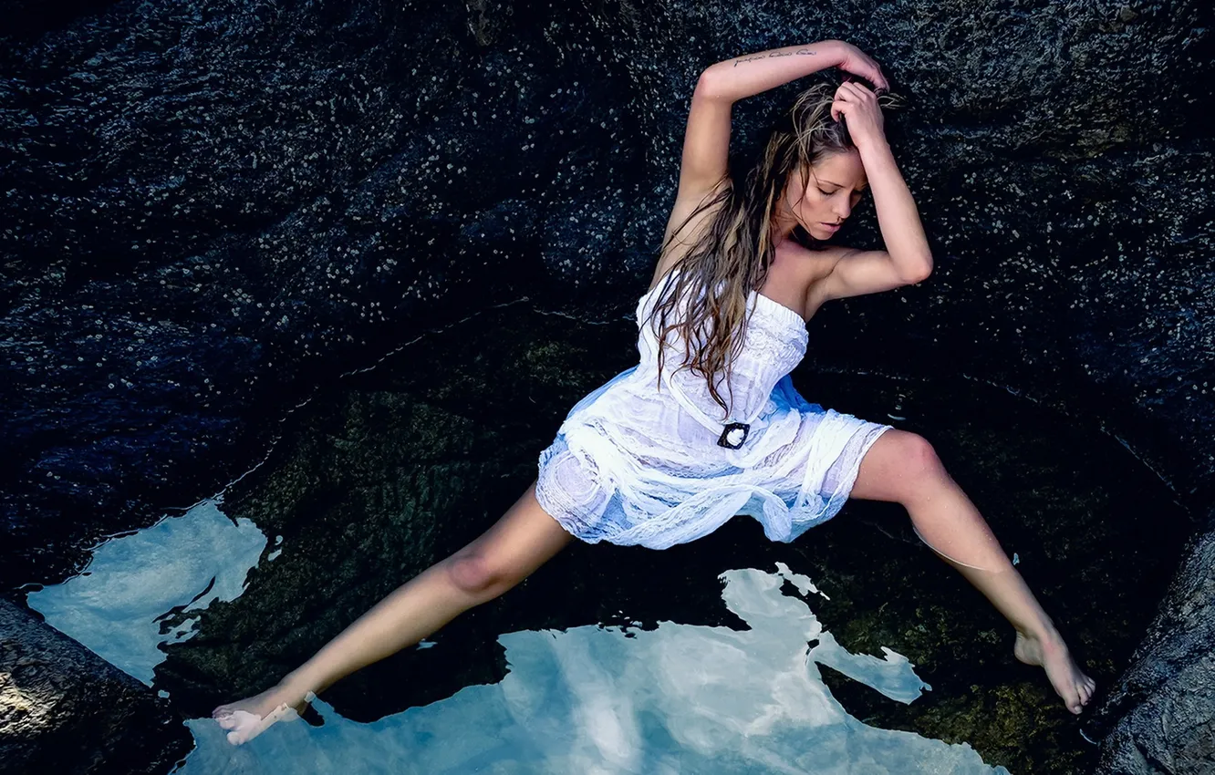 Фото обои девушка, поза, фон