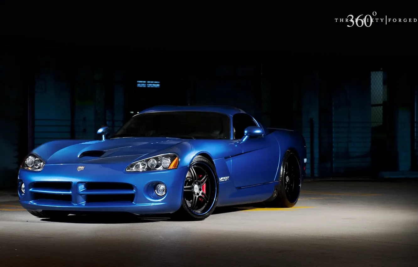 Фото обои синий, Dodge, Viper, додж, вайпер, blue, передняя часть, 360 three sixty forged