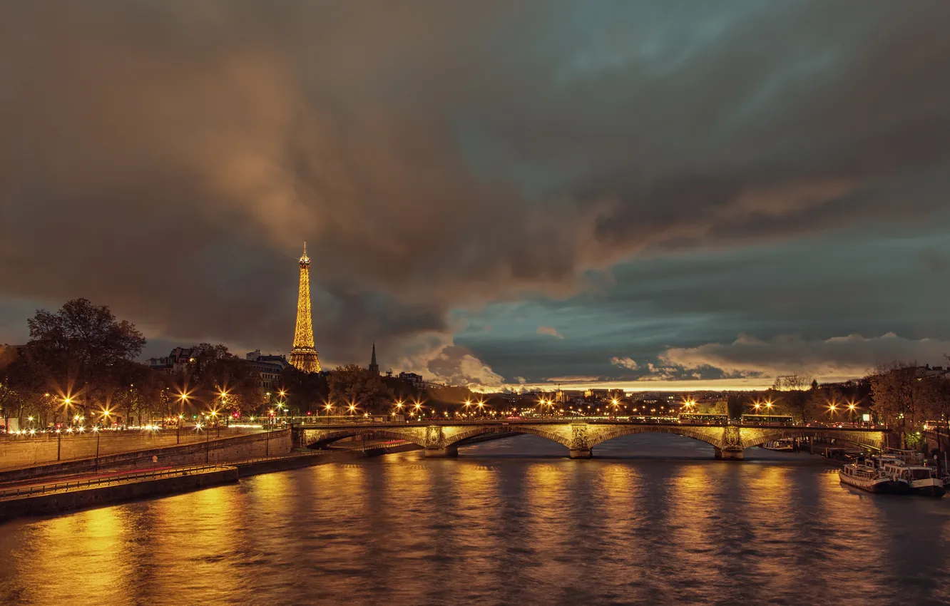 Фото обои вода, мост, река, Франция, Париж, Сена, Эйфелева башня, Paris