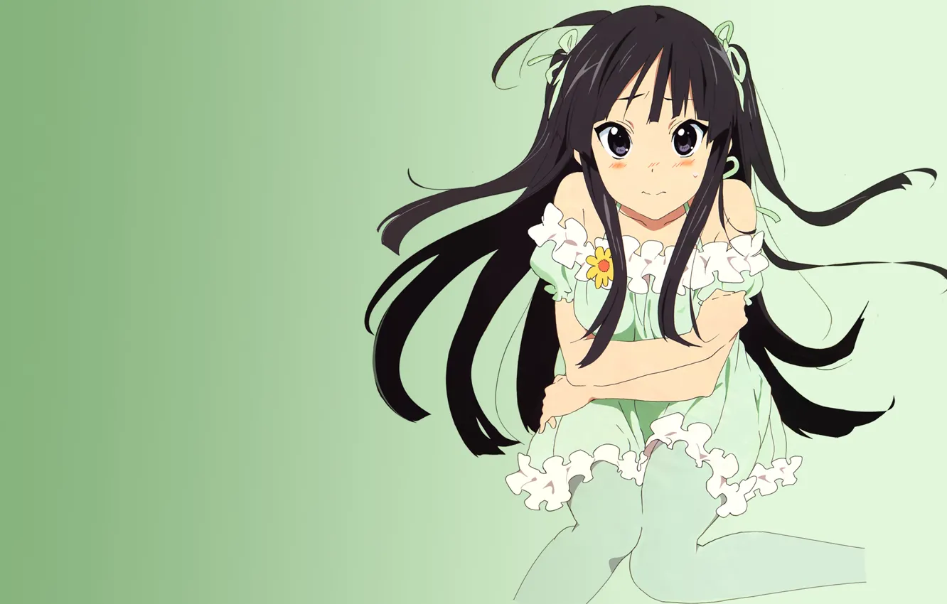 Фото обои платье, ленточки, K-ON, Акияма Мио, аниме.