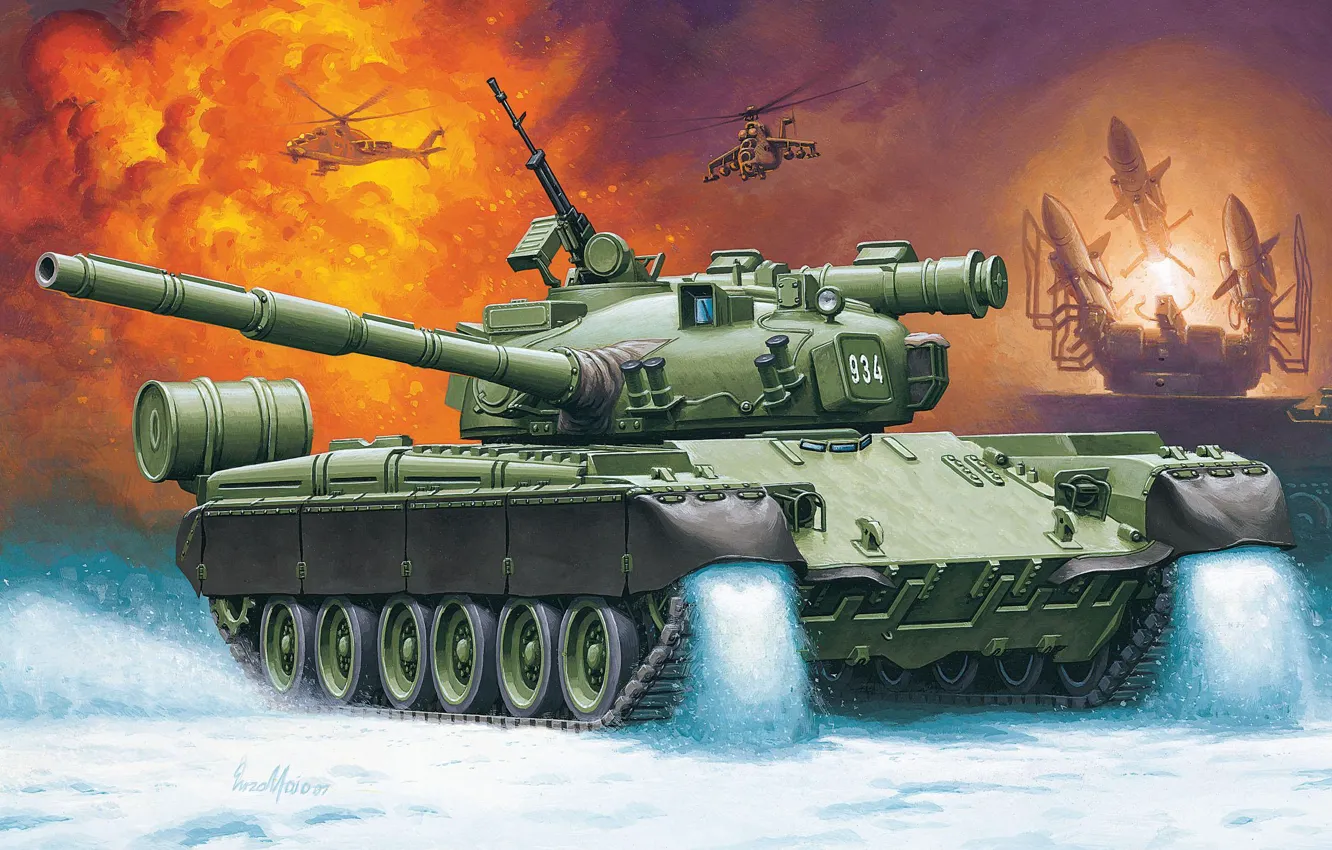 Фото обои рисунок, Россия, Enzo Maio, основной боевой танк, ОБТ, Т-80
