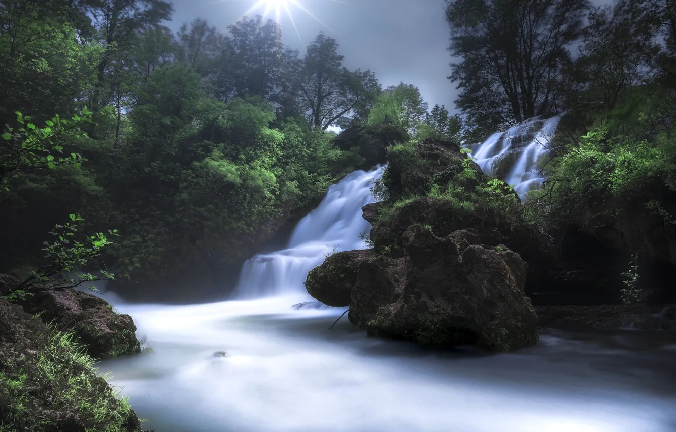 Фото обои Франция, водопад, каскад, France, Cascade de Navacelles, Навасель