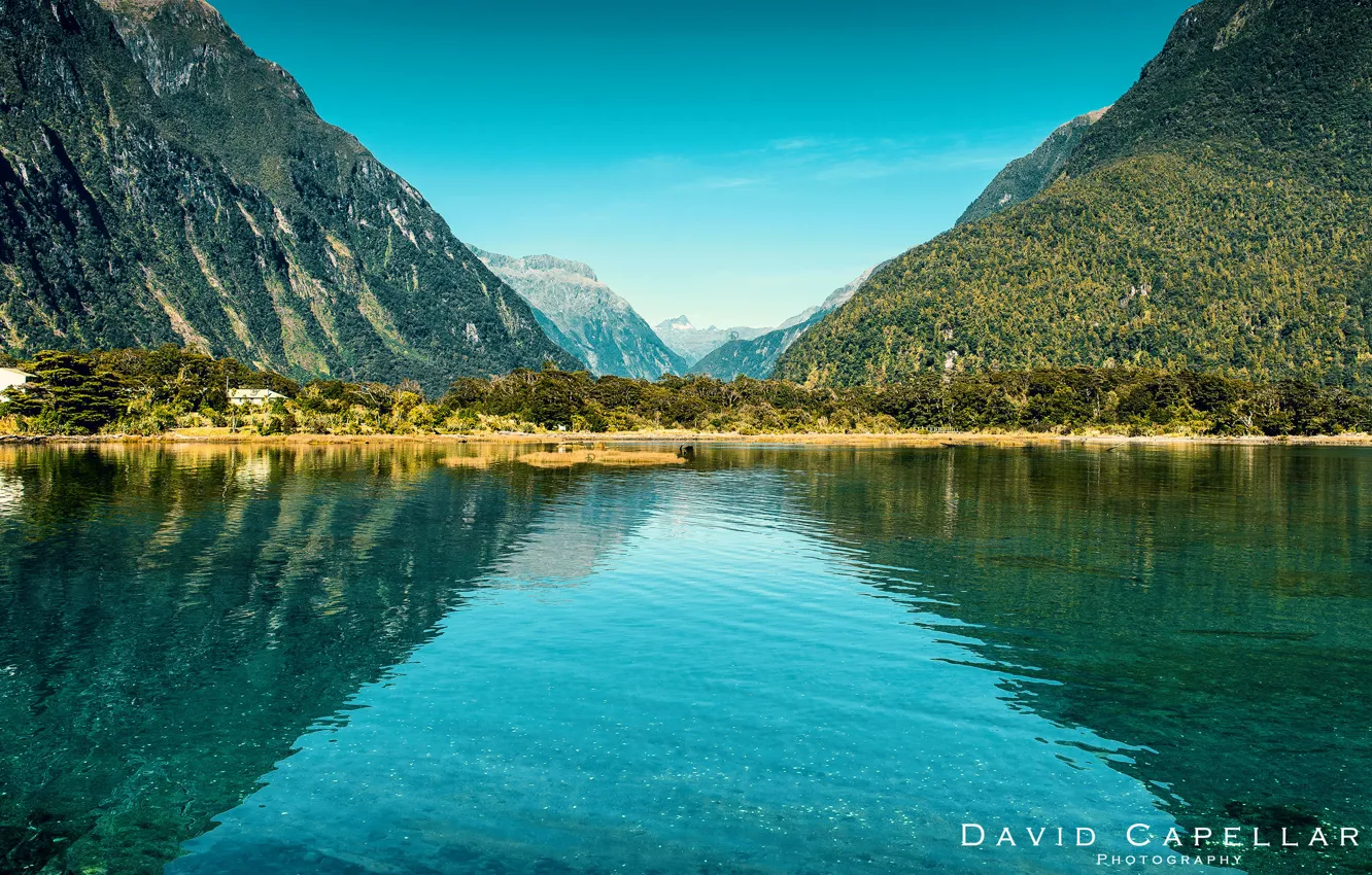 Фото обои пейзаж, горы, природа, озеро, New Zealand, David Capellari