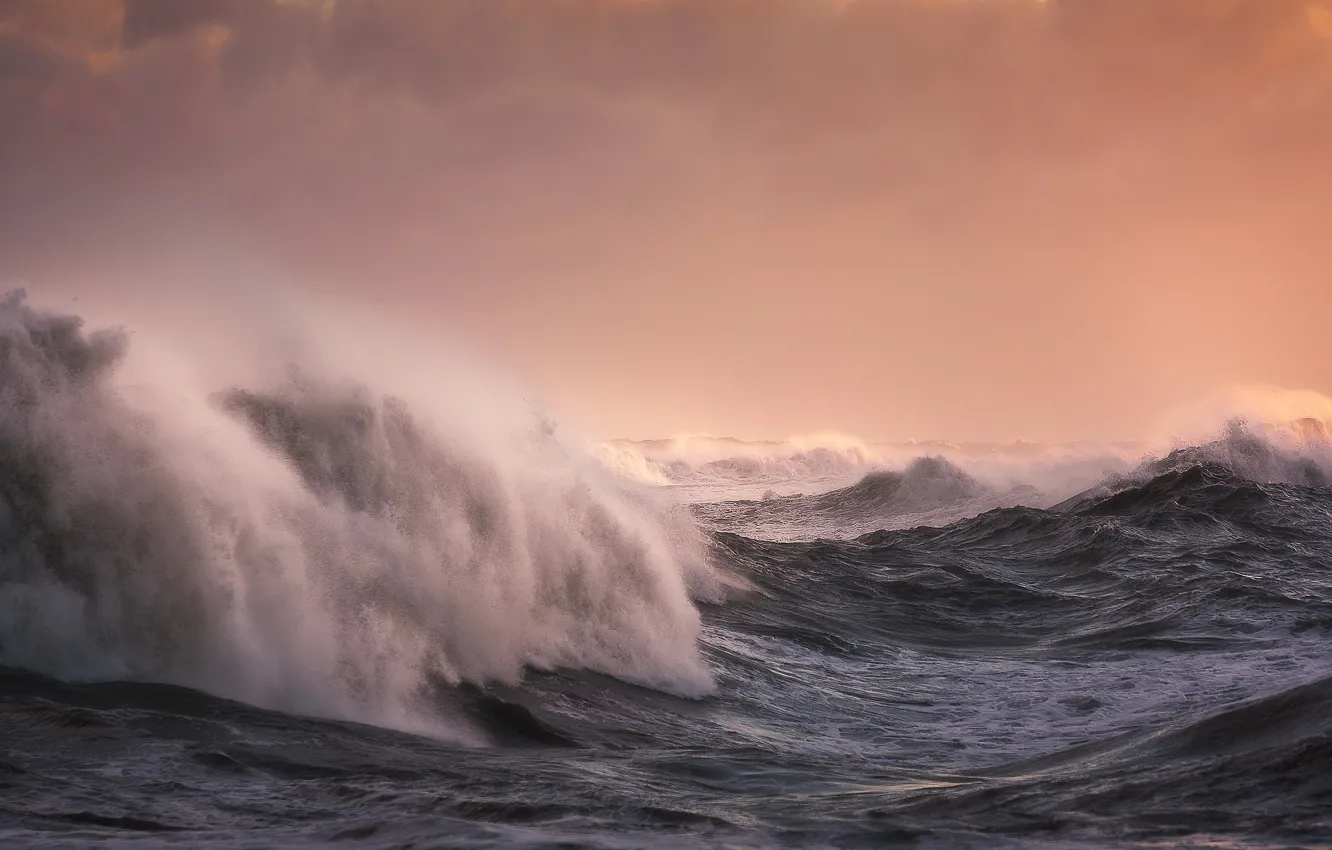 Фото обои море, волны, шторм, Северное море
