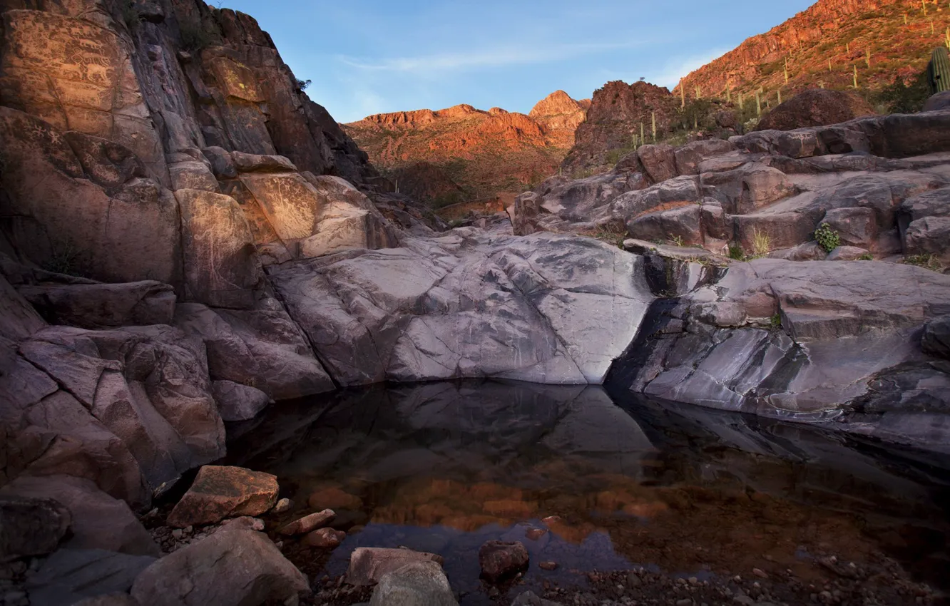 Фото обои скалы, каньон, Аризона, ущелье, Arizona, Tonto National Forest, Hieroglyphic Canyon Trail