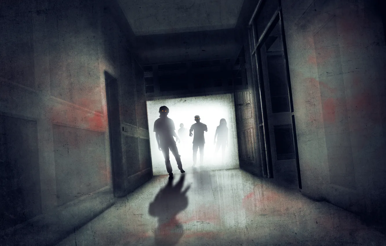 Фото обои zombies, hallway, eye-catching eyes