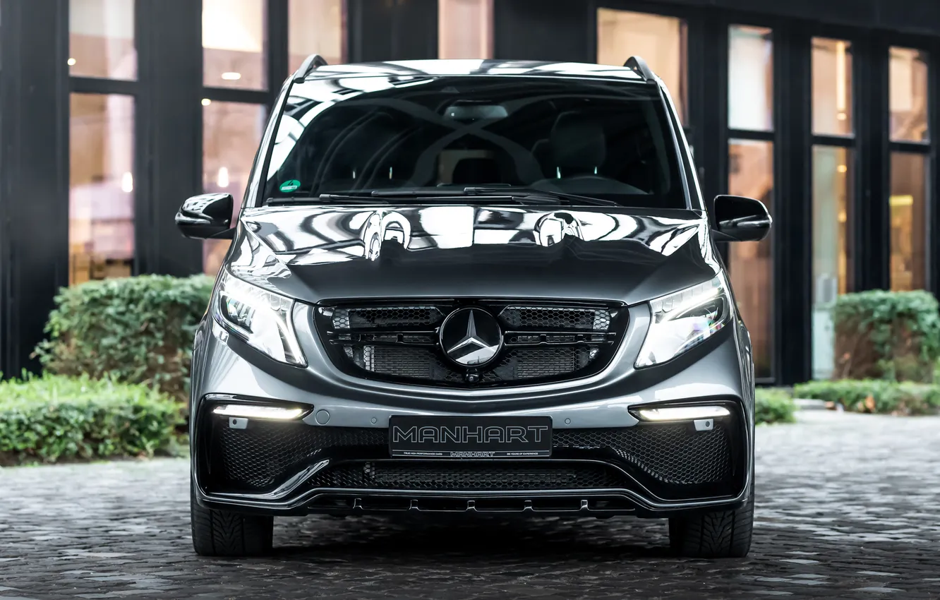 Фото обои Mercedes-Benz, Light, Mercedes, Front, Grey, Manhart, V-Class, Sight
