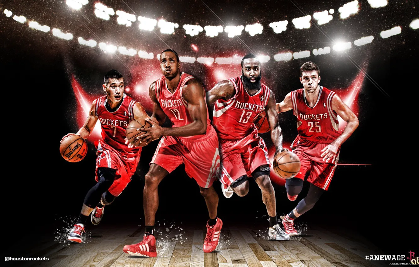 Фото обои баскетбол, team, NBA, Houston Rockets, Jeremy Lin, James &ampquot;Beard&ampquot; Harden, Chandler Parsons, Dwight &ampquot;Superman&ampquot; Howard