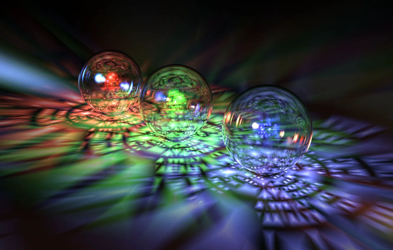 Фото обои стекло, шары, спектр