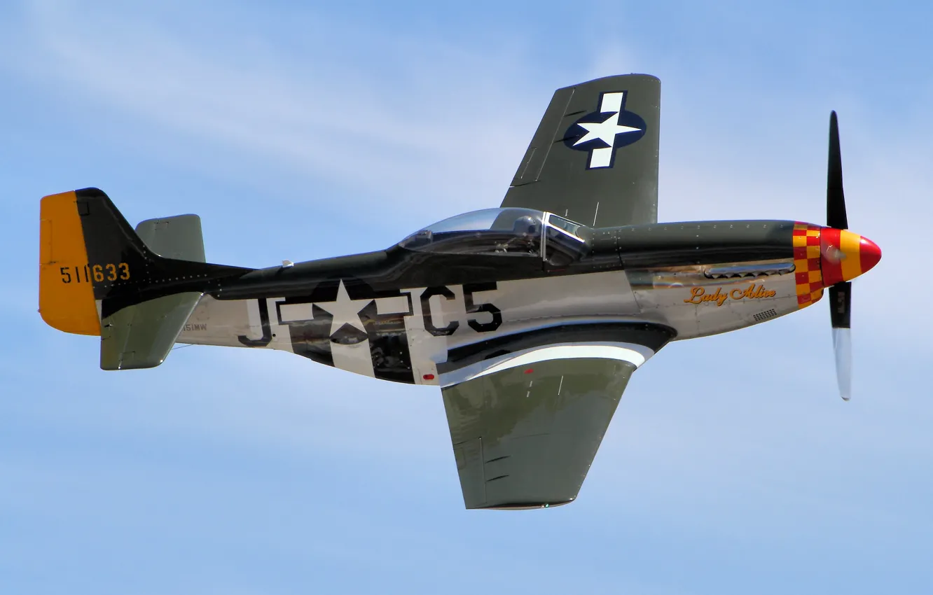 Фото обои полет, Mustang, истребитель, P-51