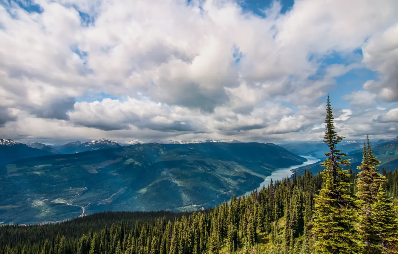 Фото обои лес, небо, облака, пейзаж, горы, природа, парк, Канада