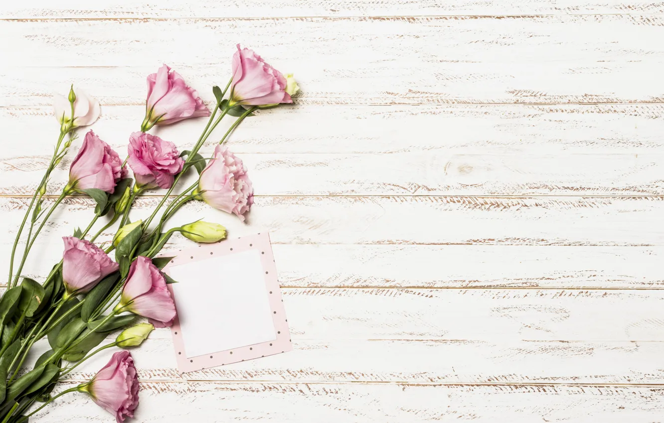 Фото обои цветы, букет, wood, pink, flowers, эустома, eustoma