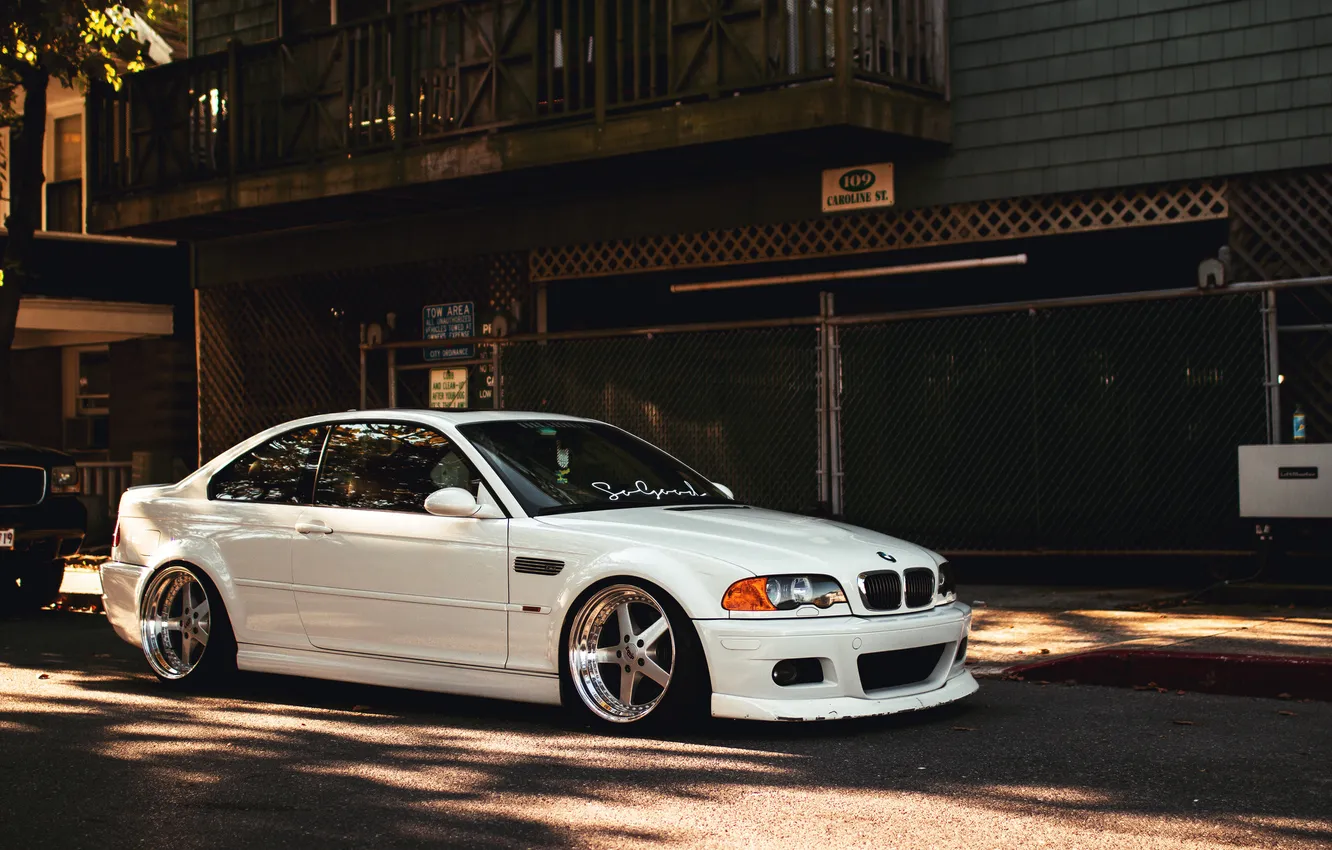 Фото обои белый, бмв, BMW, white, E46