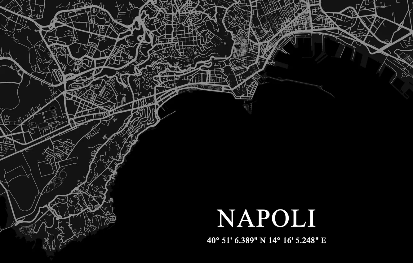 Фото обои city, Italy, minimalism, map, Napoli, Naples, miscellanea, simple background