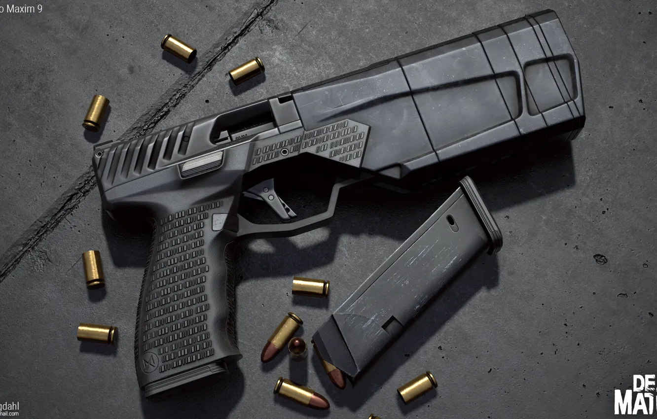 Фото обои пистолет, оружие, gun, pistol, weapon, render, рендер, 3d art