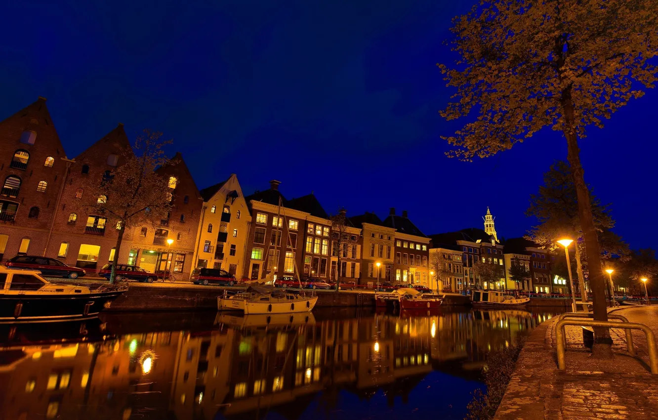 Фото обои ночь, Нидерланды, night, Nederland, Groningen, Гронинген
