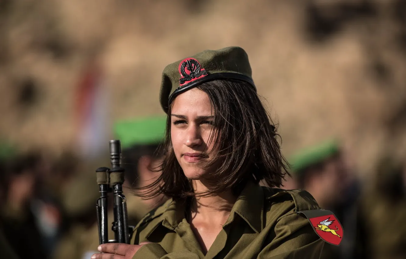 Фото обои девушка, оружие, солдат, Israel Defense Forces
