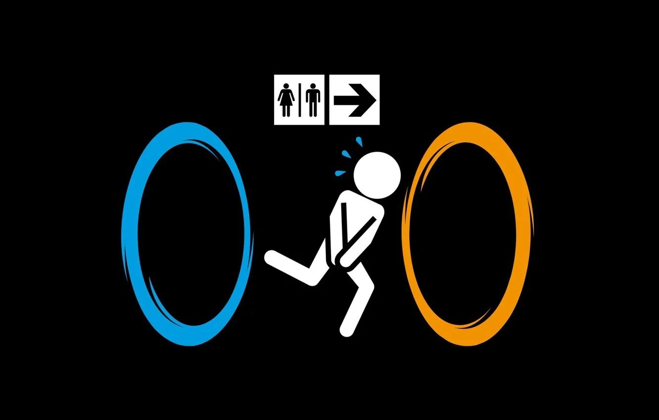 Фото обои юмор, портал, туалет, Portal 2