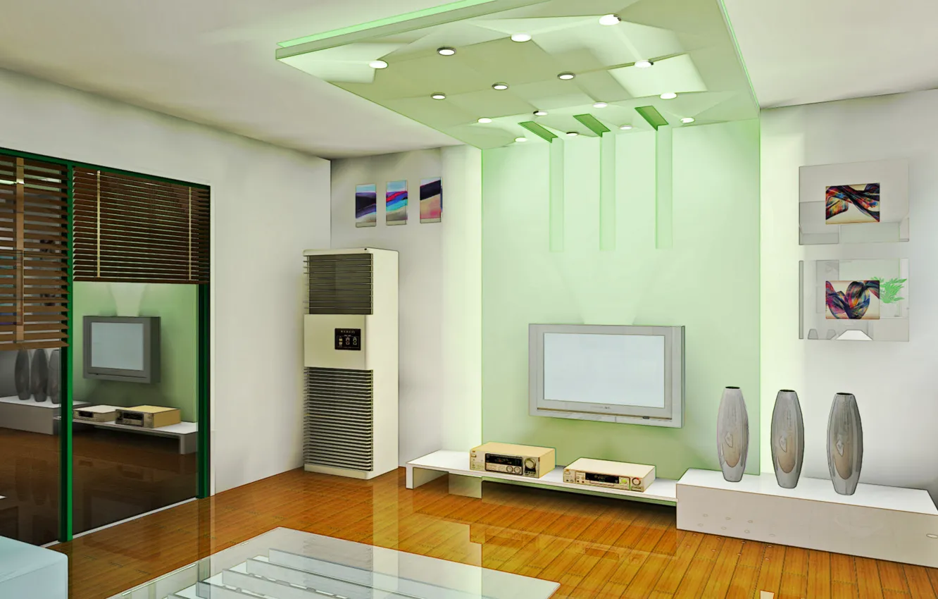 Фото обои зеленый, стиль, комната, интерьер, квартира, жизайн