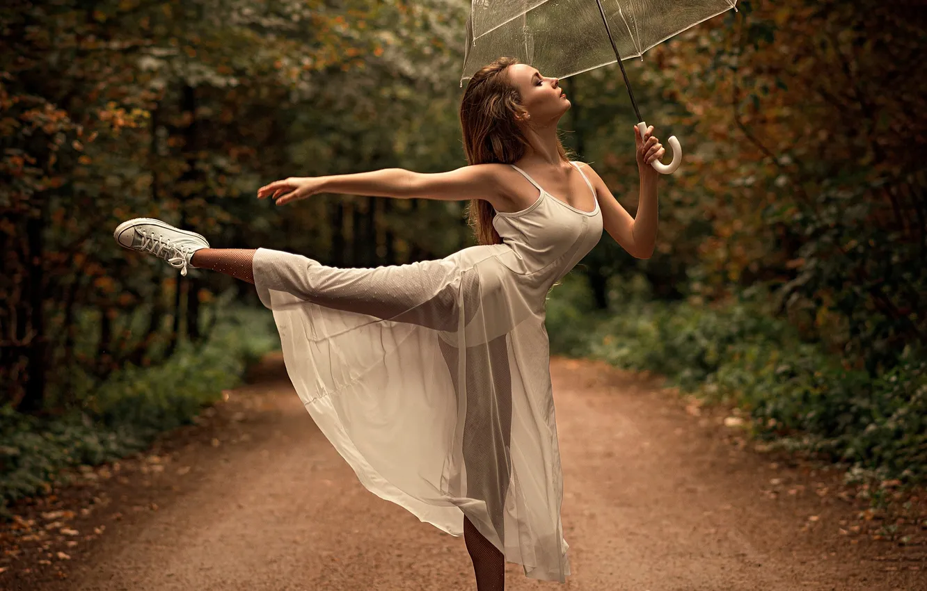 Фото обои природа, зонтик, дорожка, балерина, Kate, Станислав Максимов