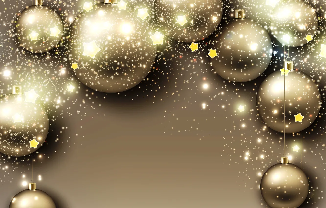 Фото обои звезды, сияние, шары, Новый Год, Рождество, christmas, new year, balls