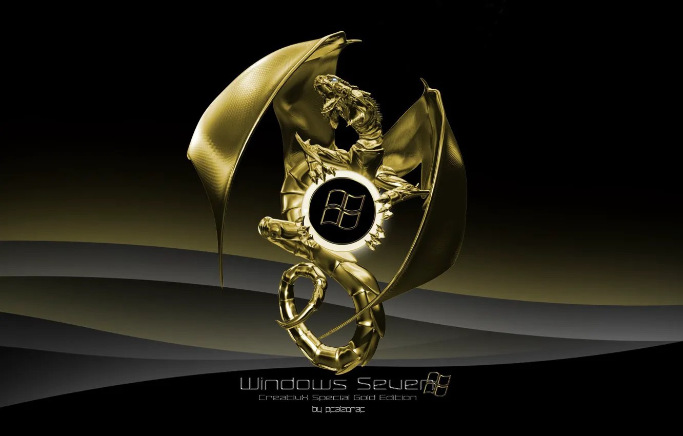 Фото обои золото, дракон, windows