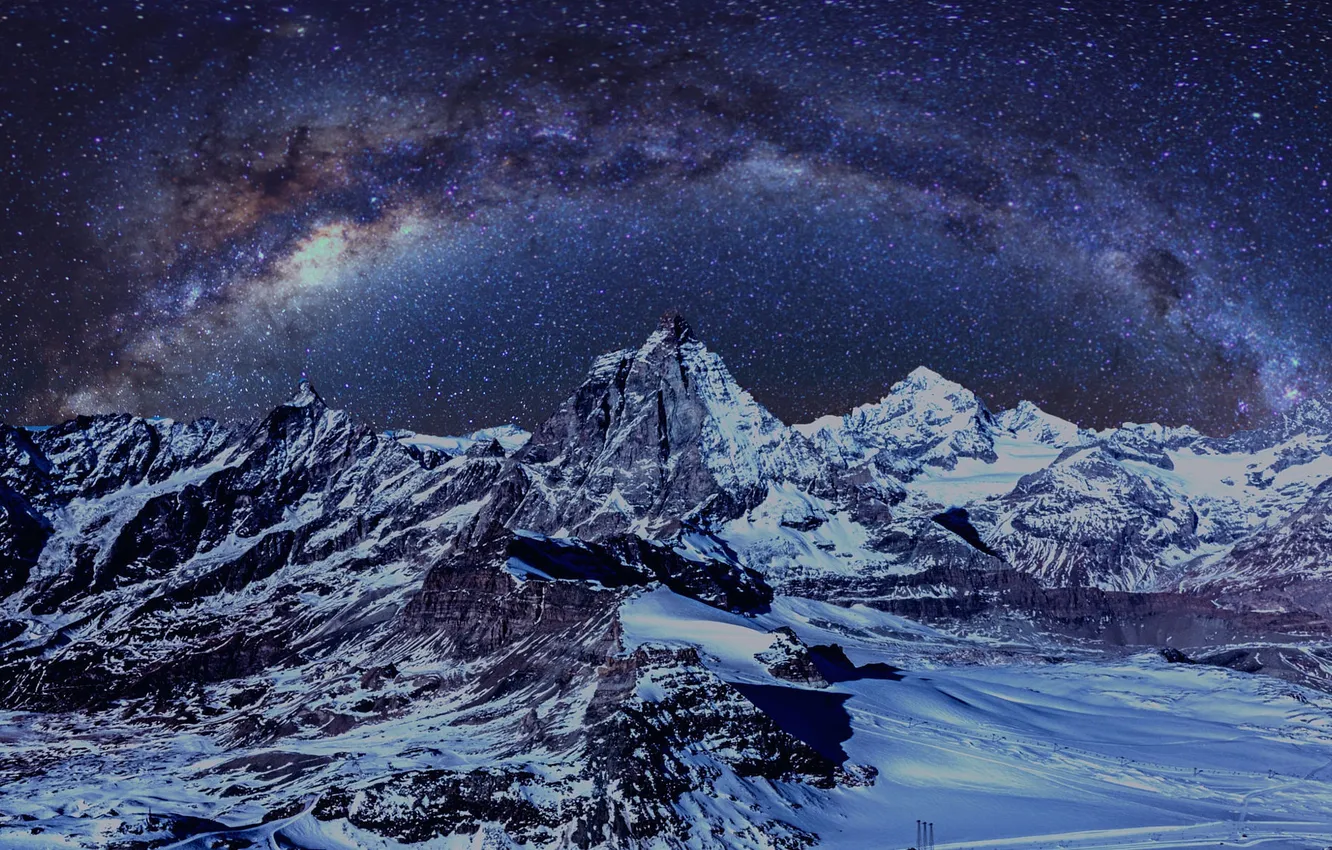 Фото обои Landscape, Switzerland, Mountain, Snow, Canon, Ice, Zermatt, Valley