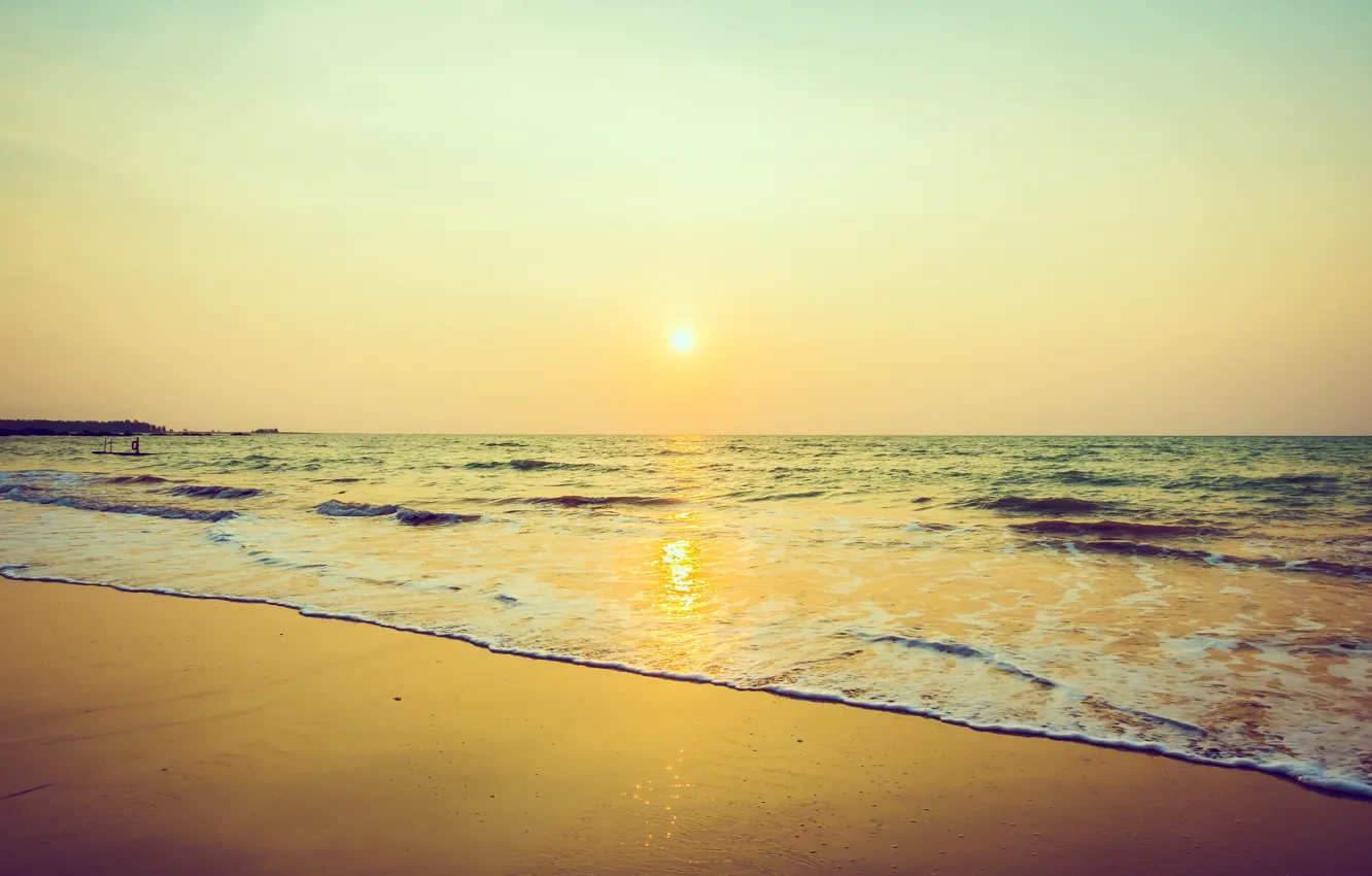 Фото обои песок, море, пляж, закат, beach, sky, sea, sunset