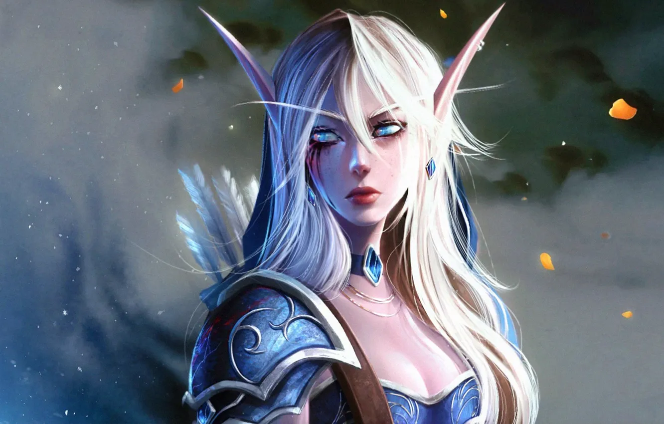 Фото обои девушка, эльф, Warcraft, стрелы, Sylvanas Windrunner, High Elf