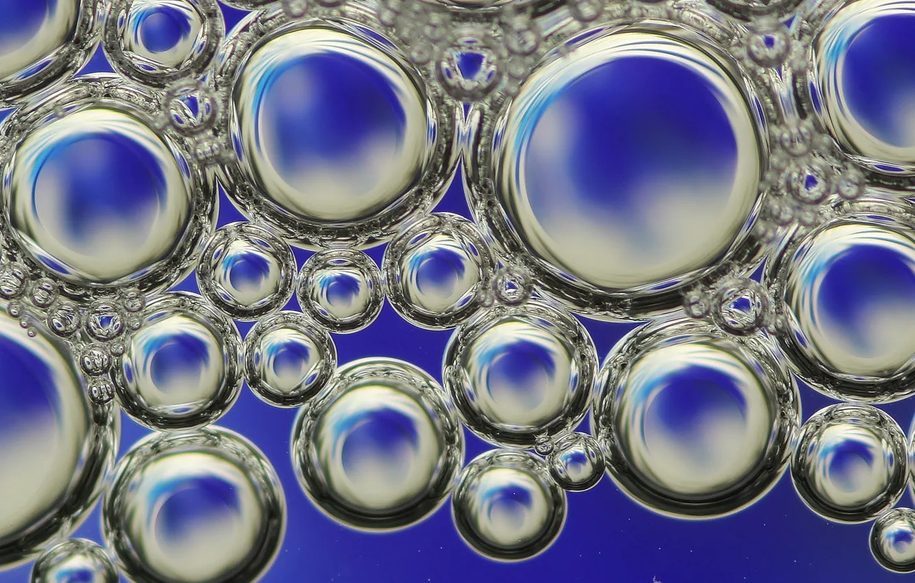 Фото обои вода, макро, пузырьки, круг, воздух, объем
