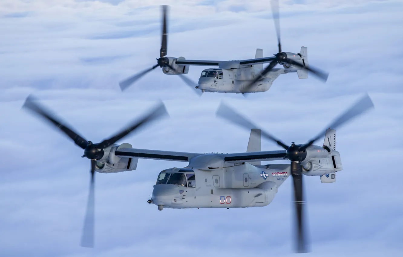 Фото обои Конвертоплан, MV-22B Osprey, US Marine Corps