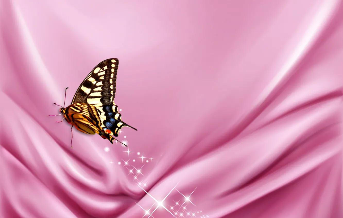 Фото обои butterfly, sparkle, velvet, satin, pink cloth