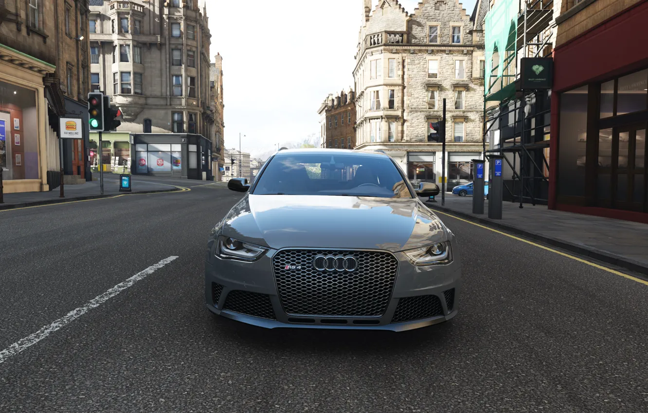 Фото обои Audi, Street, Grey, England, Road, Forza Horizon 4, Audi RS 4